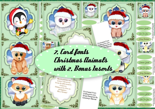 7, Christmas Card Fronts with 2Bonus Inserts 