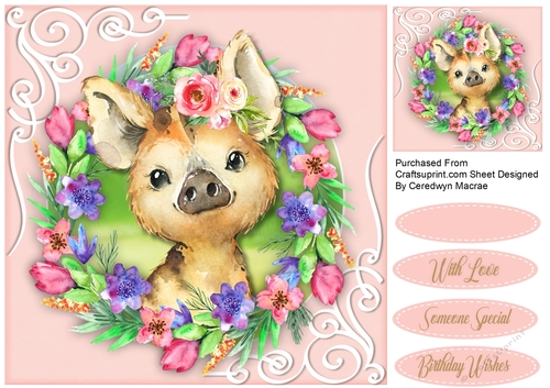 Wild Pig  ln a Flower Frame 