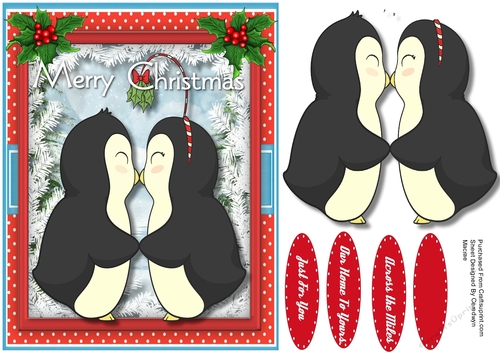 A5 ,Cute Kissing  Penguins