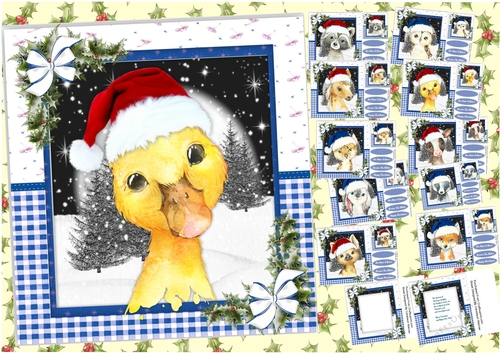 10, Card Fronts , Gorgeous Christmas Animals +2 Inserts 