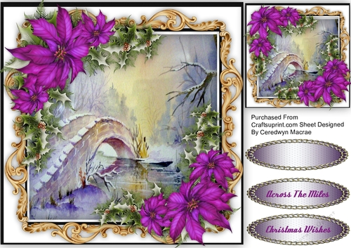 Bridge Over The River ,With  Lilac Poinsettias 