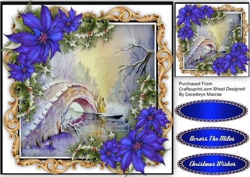 Bridge Over The River ,With  Blue Poinsettias 