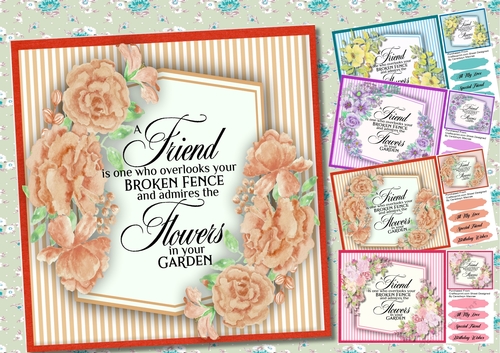 4, sheet card front , Friend and Flowers 