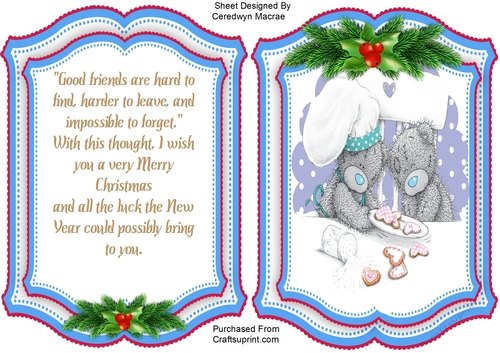 As Card with Verse, Teds Christmas Bakeing 