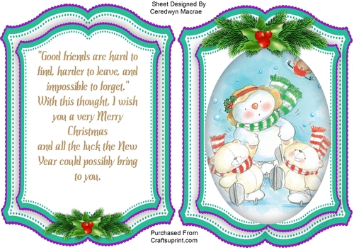 A5 Card with Verse, Snowman and Friends