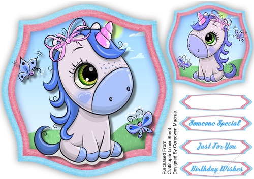 Adorable Blue Unicorn 