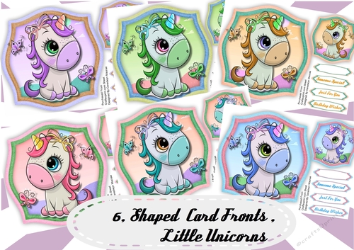 6, Sheet card Fronts , Little Unicorns 