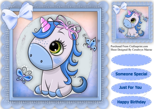 Beautiful Blue Fantasy Unicorn 