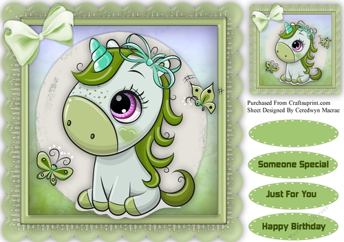 Beautiful Green  Fantasy Unicorn 