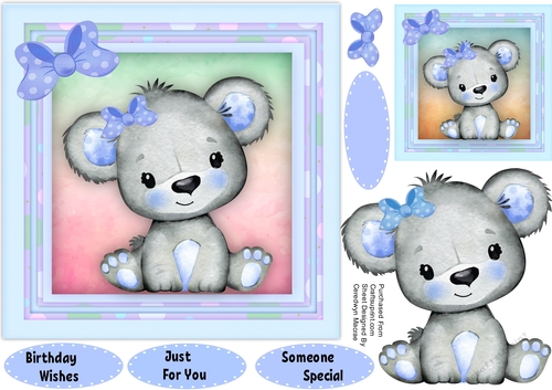 Cute Koala in a Blue Polka Bow 