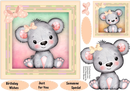 Cute Koala in a Peach Polka Bow 