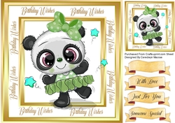Cute Green Panda Ballerina