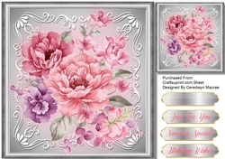 Stunning Pink Roses in a silver Frame