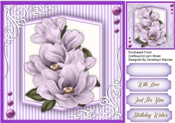 Beautiful Lilac Magnolias and Corner Scrolls 