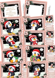 8, Card fronts , Happy Penguins in the Snow + 2 Inserts