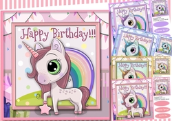 4, Rainbow Unicorns Card fronts