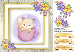 Beautiful Water Coloured Fox in a Cup