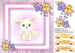 Beautiful Water Coloured White Baby Fox