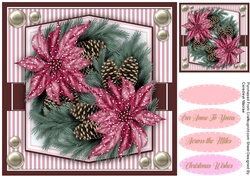 Cerise Poinsettias and Cones