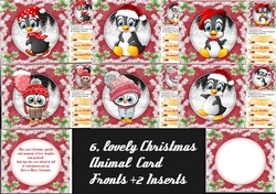6, Christmas Animals Card fronts +2 Inserts