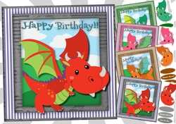 4, Cute Happy Birthday  Dragons 