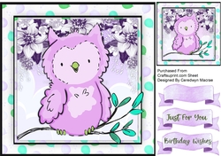 Cute Lilac Owl in a Tree