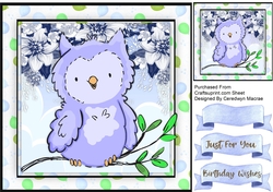 Cute Blue Owl in a Tree