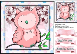 Cute Pink Owl in a Tree