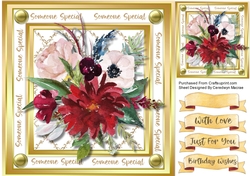Beautiful Boho Flowers on a Gold Grid mat 