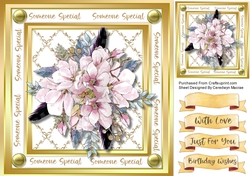 Pink Roses on a Gold Grid mat