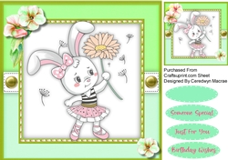 White Rabbit With Flower