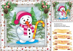 Snowman with His Candy Cane 1