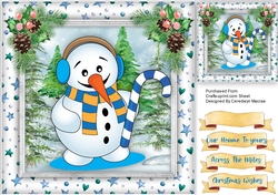 Snowman with His Candy Cane 2