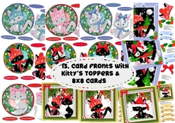 13,, Card Fronts with Kittys Toppers & 8x8 cards
