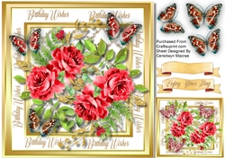 Ravishing Red Roses and Butterflies