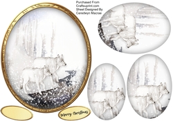 Beautiful Wolfs  in a Pyramid oval Mat 