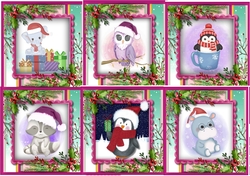 6, Cute Christmas Animal Card fronts
