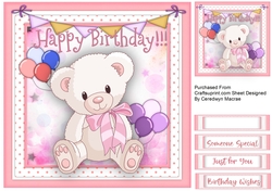 Birthday Bear , Pink