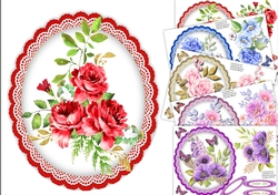 5, Sheet Floral Toppers with Decoupage