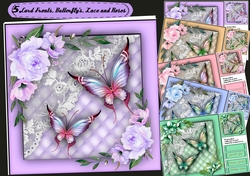 5, Card fronts , Butterflys lace and Roses