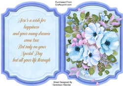 Blue Fusion Rose Topper, With Verse