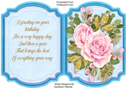 Pink Rose Topper, With Verse