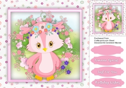 Beautiful Owl in a Flower Frame 
