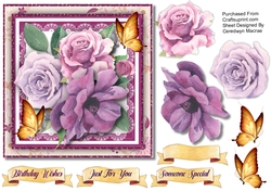 Roses and Golden Butterflys