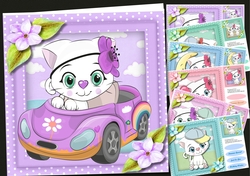 6, 8x8  Kitty Cat  Card fronts 