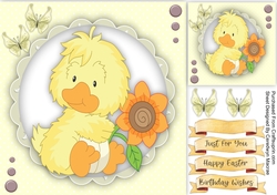 Cute Duckiling With Flower
