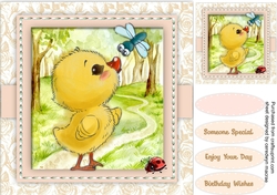 Cute Duckling and Dragonfly