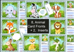 8, Animal Card fronts + 2 inserts