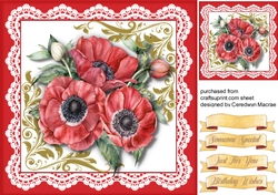 Beautiful Poppies and Gold Corners