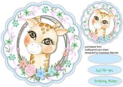 Cute Giraffe in a Flower Frame